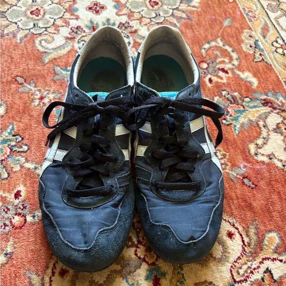 Retro Onitsuka Tiger ASICS black and turquoise sneakers size 8 1/2 Men Rare - Picture 3 of 5